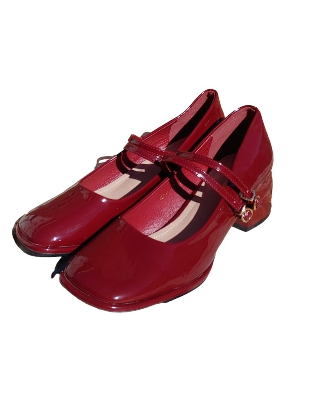 Women's Patent Burgundy Mary Jane Shoes with Block Heels size US 10 Euro 41 - Picture 12 of 17